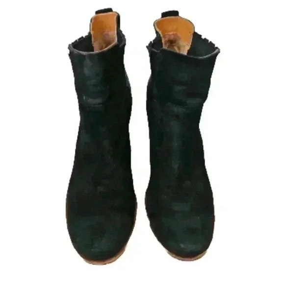 KORK-EASE Women's Black Suede Chandra Stacked Wooden Heel Boot 8 - Picture 2 of 14